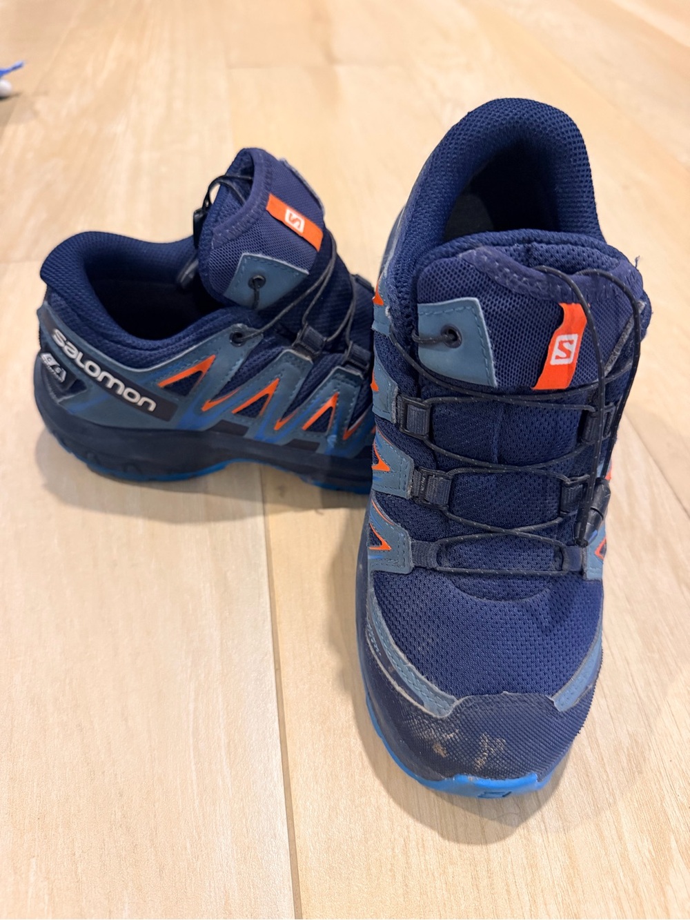 Salomon Kids Navy and Orange Trail Sneakers